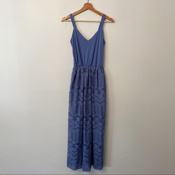 Unsure Dresses & Skirts - Pastel Indigo Blue Boho Crochet Maxi Dress